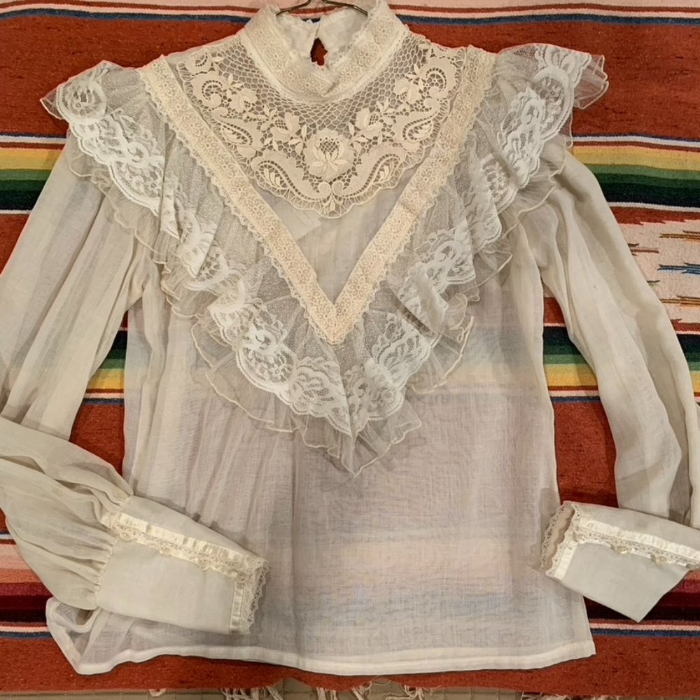 Prairie blouse, size 9.  Elegant, with ruffles and lace!